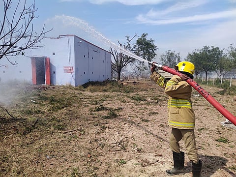 The factory building was damaged badly under the impact of the explosion and many suffered burns. (Photo | Express)