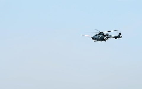 Helina being test fired from an advanced light helicopter on Friday (Photo | Special arrangement)