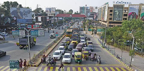 An areal view of the Edappally-Kodungallur stretch of NH66 as seen from Edappally Junction. (Photo | Albin Mathew, EPS)