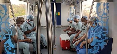 The beating heart is being transported in the metro train. (Photo | EPS)