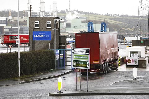 Vehicles at the port of Larne, Northern Ireland, Tuesday. (Photo | AP)
