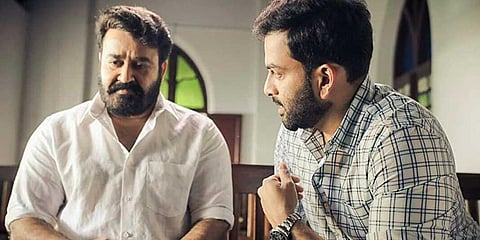 Prithviraj (R) and Mohanlal on the sets of 'Lucifer' (Photo| IMDb)