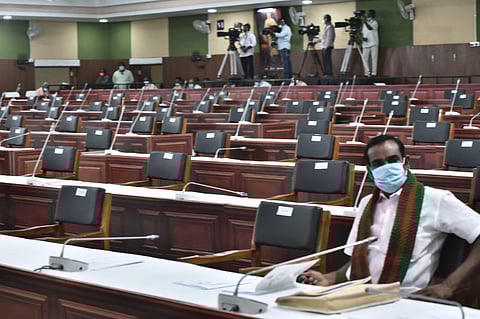 Opposition benches wear a deserted look after DMK MLAs and their allies staged a walkeout during the budget presentation on Tuesday. (Photo | P Jawahar, EPS)