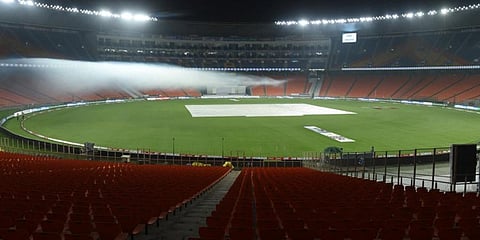 According to an official statement, the total area of the Motera stadium 'is equivalent to 32 Olympic size soccer fields put together'. (Photo | AFP)