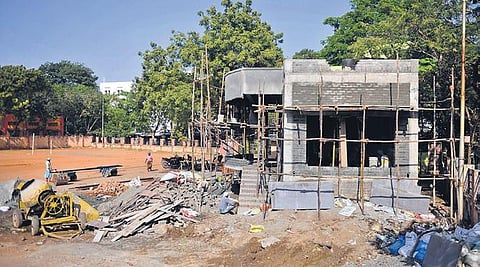 Construction of auditorium at Trustpuram ground underway | DEBADATTA MALLICK