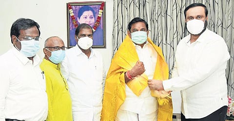 File photo of PMK leader Anbumani Ramadoss thanking Chief Minister Palaniswami for the separate reservation for Vanniyars