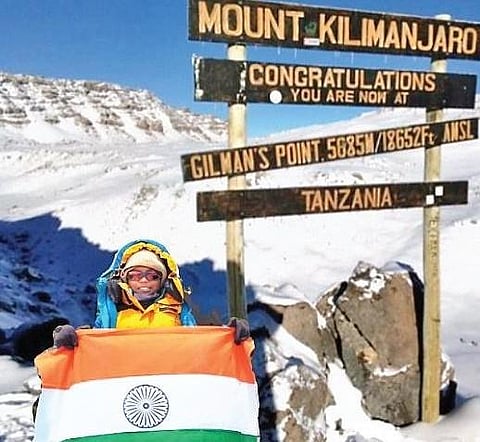 K Rithvika Sri on Mount Kilimanjaro.