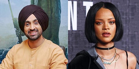 Punjabi singer-actor Diljit Dosanjh (L) and pop star Rihanna (R) (Photo | PTI,AP)