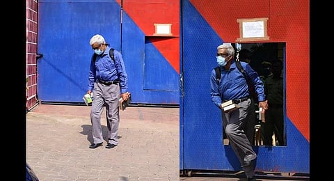 M Sivasankar, former principal secretary to the Chief Minister of Kerala, walks out of the district jail in Kakkanad after being granted bail in the dollar smuggling case. (Photo | A Sanesh, EPS)
