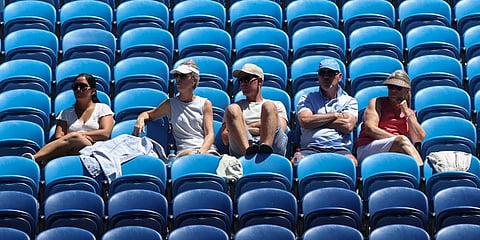Spectators watch a match in the ATP Cup at Melbourne Park in Melbourne, Australia. (Photo | AP)
