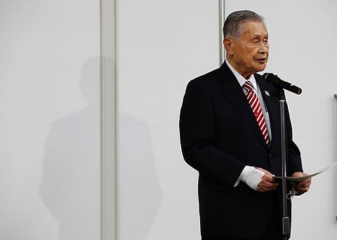 Yoshiro Mori, the president of the Tokyo Olympic organizing committee, speaks at a news conference in Tokyo. (Photo | AP)