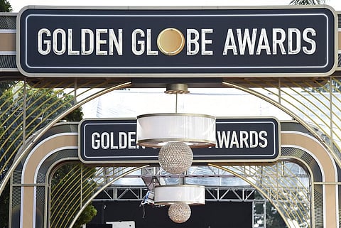 Event signage appears above the red carpet at the 77th annual Golden Globe Awards, Sunday, Jan. 5, 2020, in Beverly Hills, Calif. (Photo | AP)