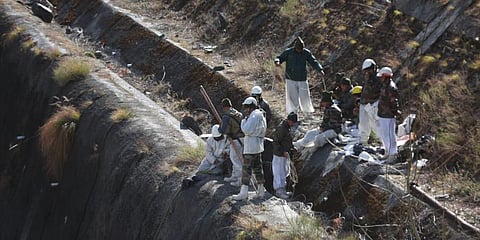 Rescue operations underway near the damaged Dhauliganga hydropower project after a glacier broke off in Joshimath causing a massive flood in Chamoli of Uttarakhand. (Photo | Shekhar Yadav, EPS)