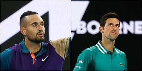 Nick Kyrgios (L) and Novak Djokovic (File photo| AP)
