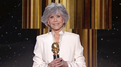 In this video grab issued Sunday, Feb. 28, 2021, by NBC, Jane Fonda accepts the Cecil B. deMille Award at the Golden Globe Awards. (Photo | AP)