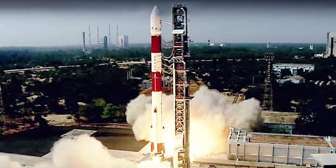 ISRO's PSLV-C51 being launched. (Photo | ANI)