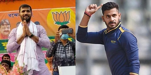 (L) Ashoke Dinda and (R) Manoj Tiwary (Photos | Ashoke Dinda, Twitter; PTI)