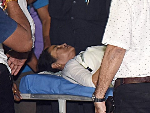 West Bengal Chief Minister Mamata Banerjee brought to SSKM Hospital, in Kolkata on Wednesday. (Photo | ANI)
