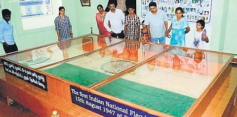 The flag is placed for public display at Fort St. George campus museum in Chennai | file