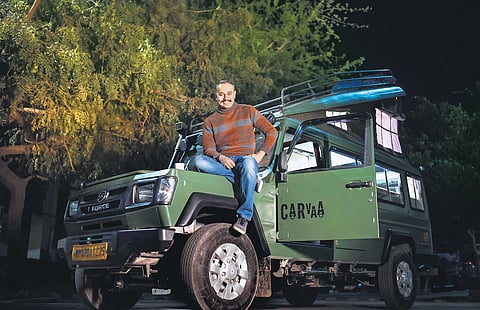 (In picture) Jigyasu Joshi, one of the founders of this unique caravan rental service
