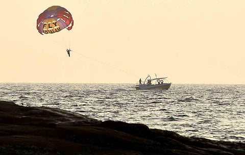 Parasailing, an adventure water sport, was recently introduced in Kovalam| B P Deepu