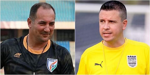 Indian national team coach Igor Stimac (L) and Mumbai City FC gaffer Sergio Lobera. (Photo| Twitter)