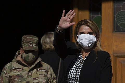 Bolivia's former President Jeanine Anez, wearing a face mask to help curb the spread of the new coronavirus(Photo| AP)