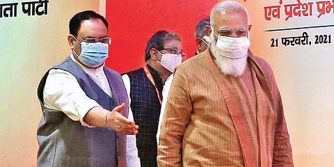 BJP president JP Nadda (L) and PM Narendra Modi (Photo | PTI)