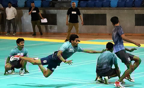 Players in action at a Kho Kho game. (Photo | Express)