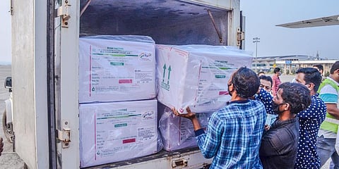 Covid 19 vaccine arrives in Bhubaneswar Airport. (Photo | EPS)