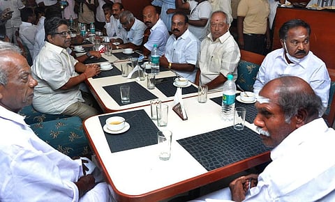 N.R Congress president N.Rangasamy with partymen (File photo| EPS)