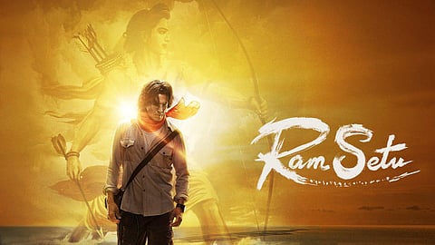 Akshay Kumar seen in the poster of 'Ram Setu'. (Photo | Twitter)