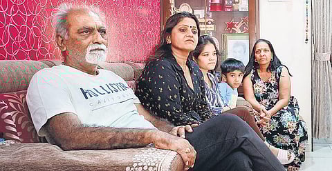Axar Patel’s family at his residence in Nadiad, Gujarat