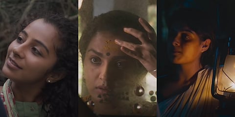 Darshana Rajendran, Parvathy Thiruvothu and Samyukta in 'Aanum Pennum' trailer. (Photo | YouTube Screengrab)