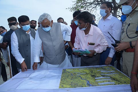 WRD officials briefing CM on the embankment safety (Photo | EPS)