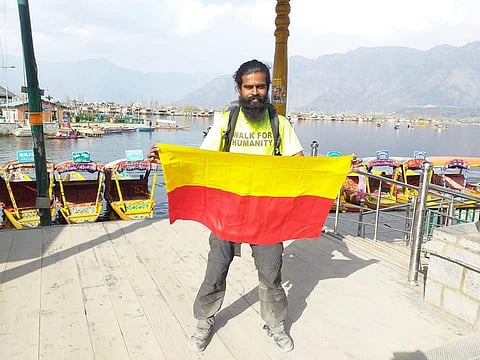Bharath PN at the Dal lake in Srinagar (Photo | Special arrangement)