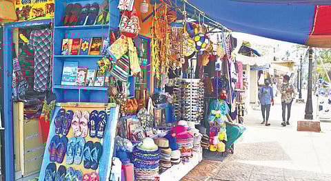 Kashmiri shops along Kovalam Beach