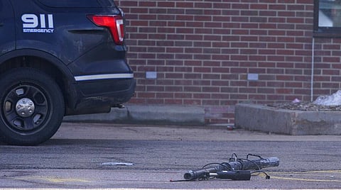 Debris lies in the parking lot outside a King Soopers grocery store where a mass shooting took place Tuesday, in Boulder. (Photo | AP)