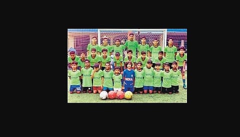 The young team of footballers at the Coronation Club