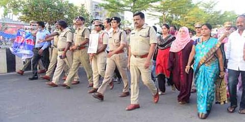 Krishna SP M Ravindranath Babu at an 'Anti-drug' awareness campaign. (Photo| EPS)