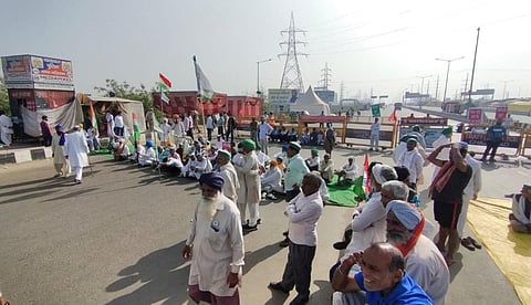 Farmers during a protest against the new farm laws, at the Delhi-Ghazipur border. (Photo | Parveen Negi, EPS)