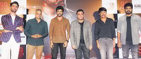 AR Rahman and Ehan Bhat at the Tamil album launch of 99 Songs