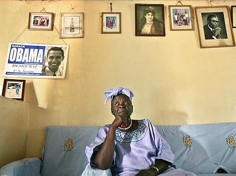 In this 2008 file photo, Sarah Obama, step-grandmother of then U.S. President Barack Obama, sits in the living room of her house in the village of Kogelo, in Kenya. (Photo | AP)