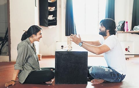 Rakshit Shetty (R) and Rukmini Vasanth in the workshop. (Photo| EPS)