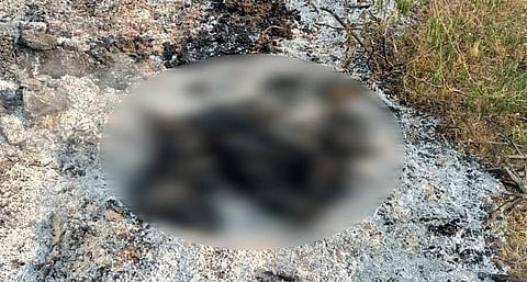 The locals found a few accessories near the charred body along the Karni road near the Bheema lift irrigation scheme. (Photo | Express)