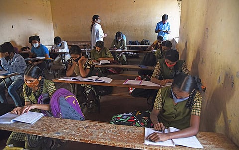 Students of a government school attend classes after the reopening. (Representational Photo | Vinod Kumar T, EPS)