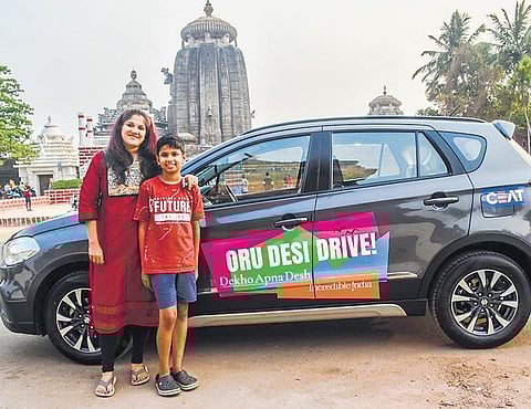 Mitra and her son Narayan in Bhubaneswar on Tuesday | Express