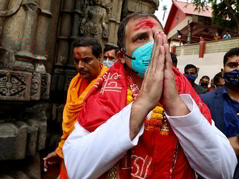 Rahul Gandhi at Kamakhya Devi Temple, Guwahati, Assam. (Photo: AICC)