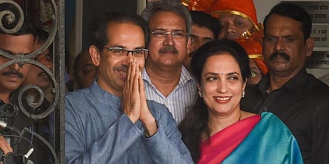 Maharashtra CM Uddhav Thackeray with his wife Rashmi Thackeray (Photo | PTI)