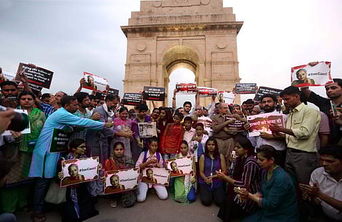 Activists take part in a candle light march near India Gate in New Delhi against the murder of Gauri Lankesh. (File Photo)